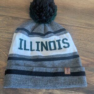 Illinois Green/Gray/White Cuff Pom Knit Hat Cap